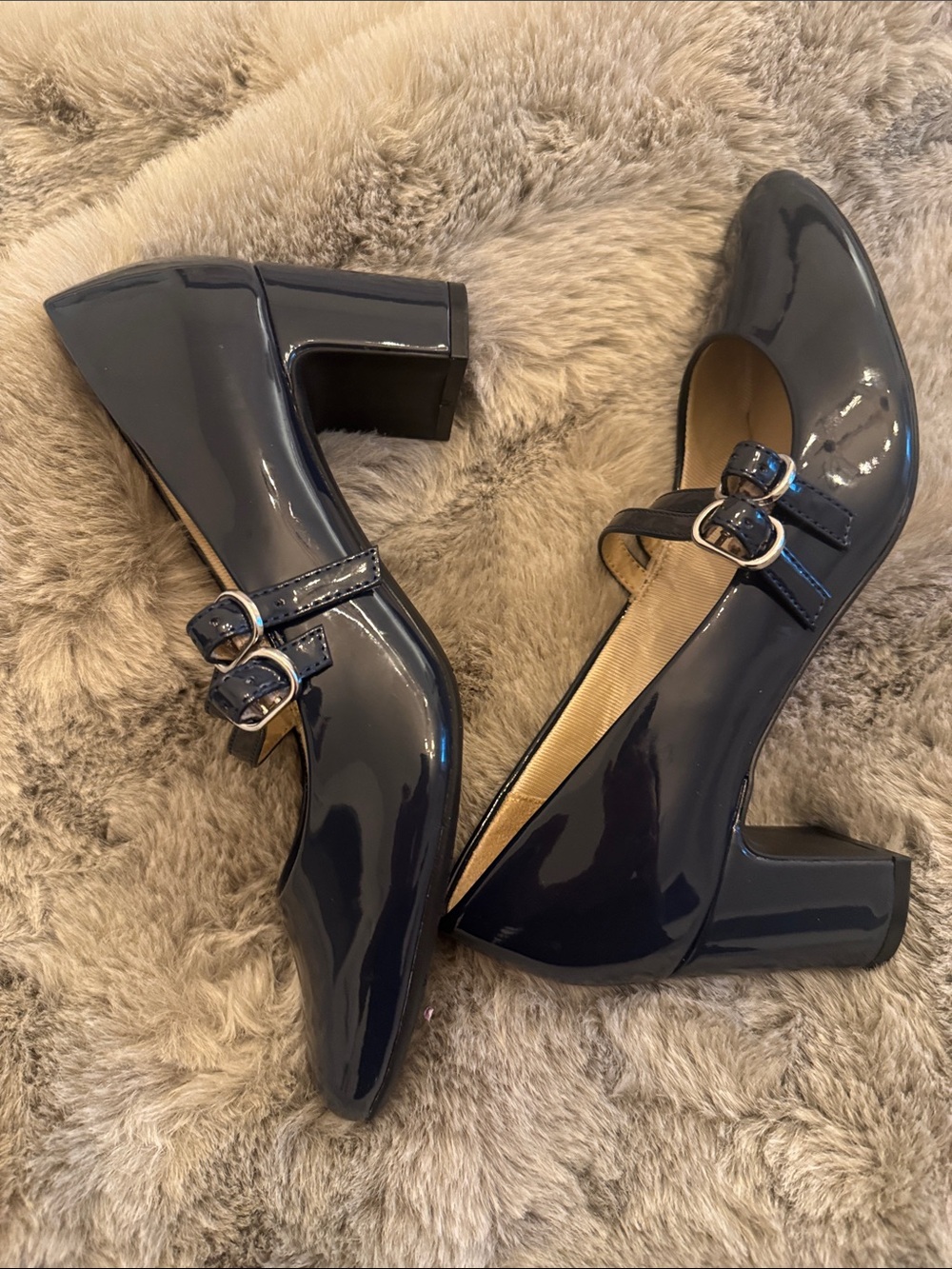 Life Stride Navy Patent Mary Jane Block Heel Shoes.BRAND NEW!